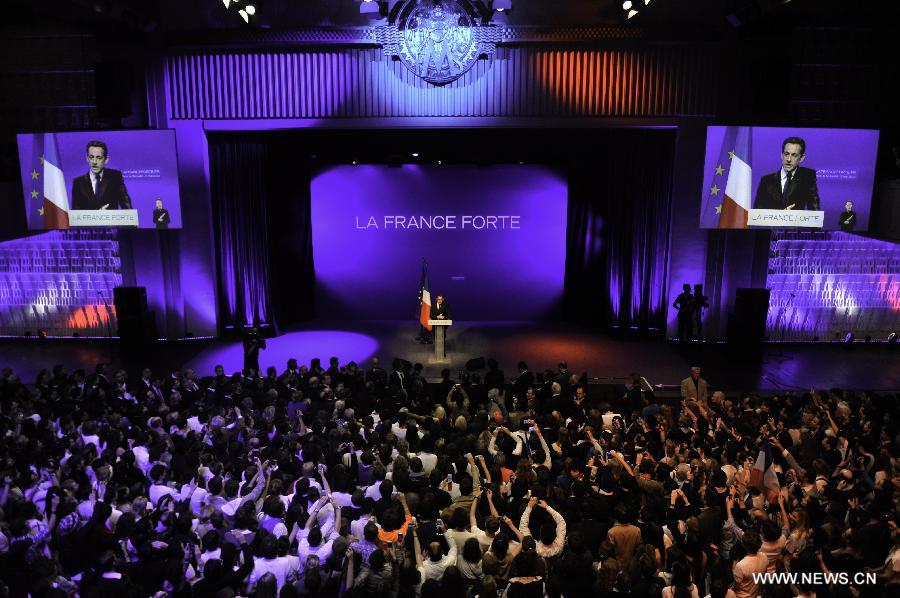 Sarkozy delivers speech after defeat in election
