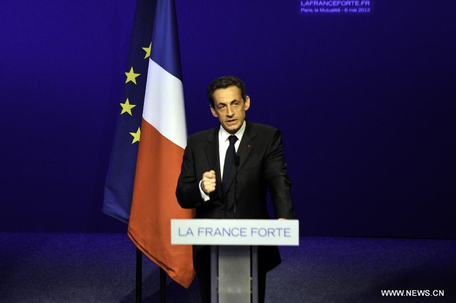 Sarkozy delivers speech after defeat in election